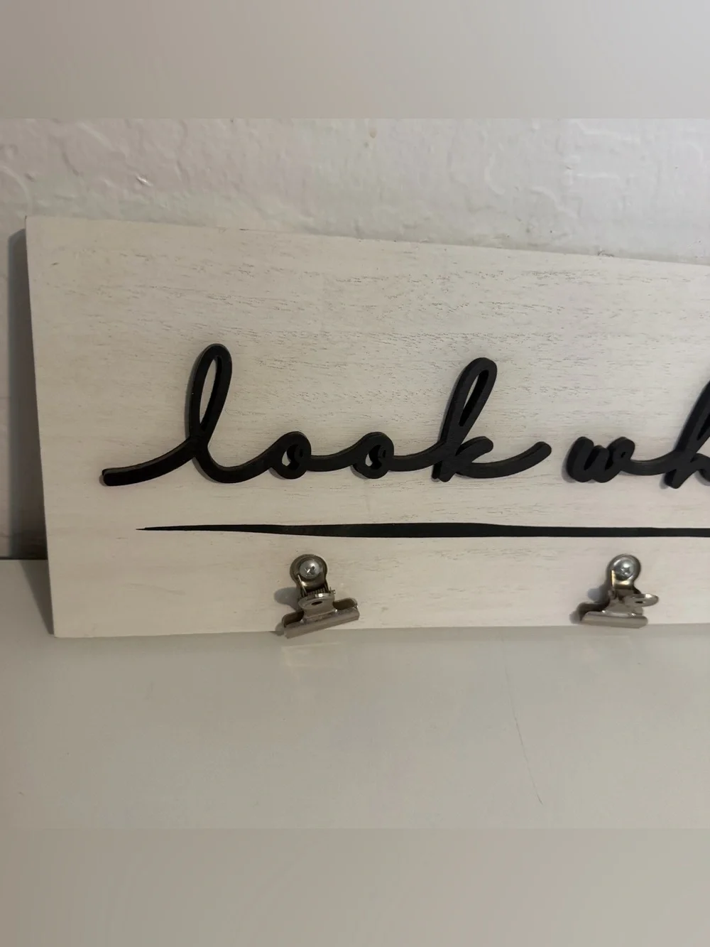 Kirkland Signature White Wall Clip Display with Black Script “Look what I did”